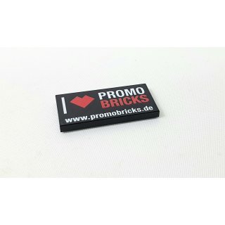 PROMOBRICKS® 2x4 Fliese „I love PROMOBRICKS“ schwarz